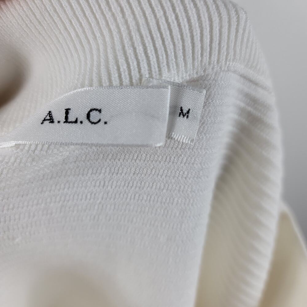 A.L.C  White Ribbed Checked Ruffle Hem Women's Skirt Size 10 - Picture 5 of 6